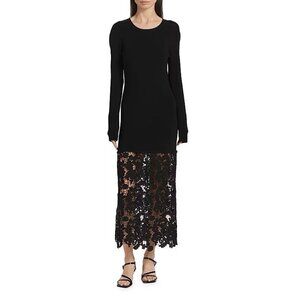 Sea New York Sabine Wool Sweater Dress Lace Long Sleeve Black XS